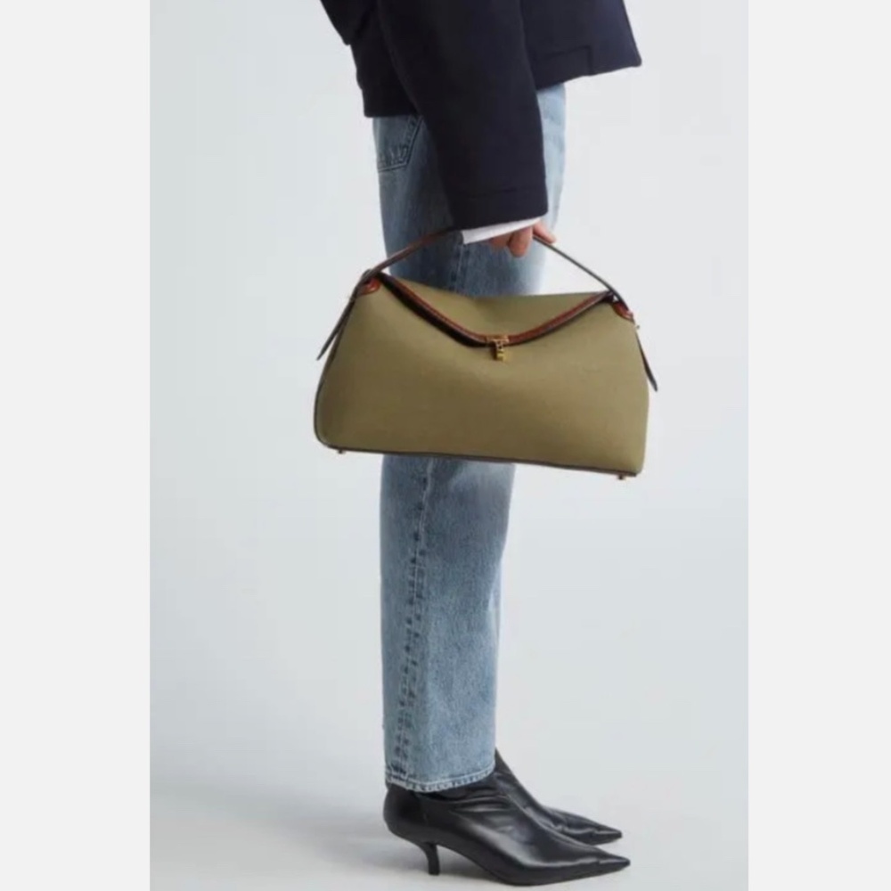 100% Authentic! NWT Org.$1340 Toteme T-Lock Canvas Top Handle Bag Khaki Green - Picture 3 of 14